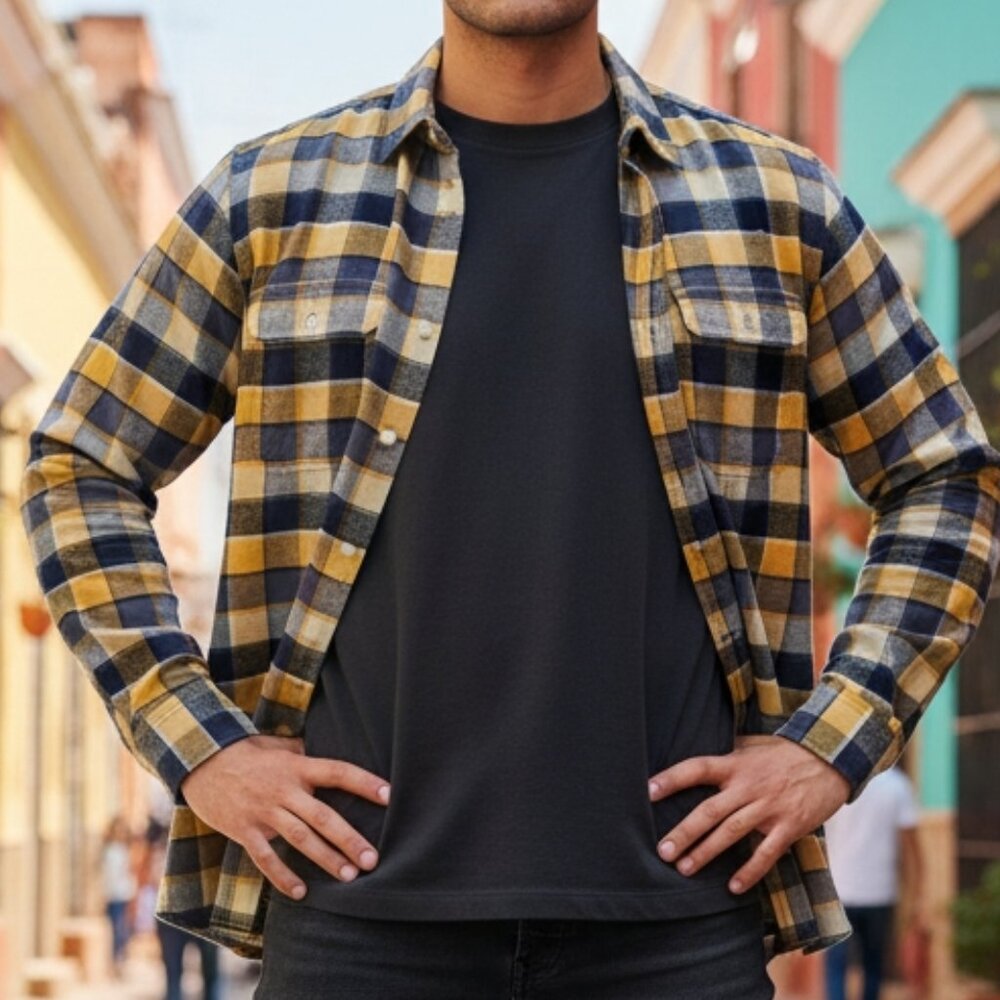 Gap Blue/Yellow Long Sleeve Shirt Sz XL 100% Cotton(ID53)